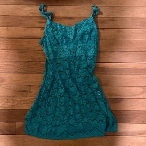 Rampage Intimates Teal Lace Y2K Mini Babydoll Mermaid Slit Lingerie Dress Size S